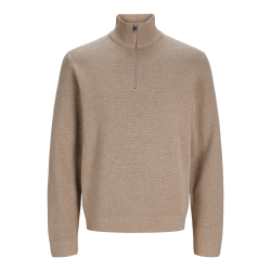 JACK & JONES Jprblamilano Stitch Knit Half Zip Sn - Greige