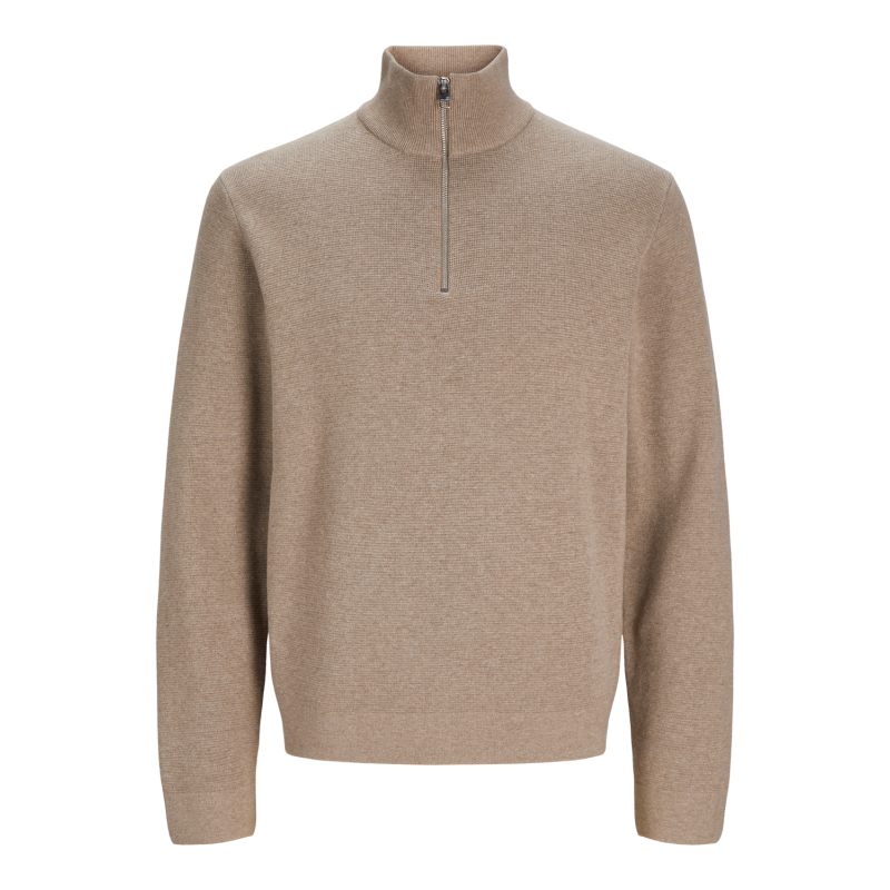 JACK & JONES Jprblamilano Stitch Knit Half Zip Sn - Greige