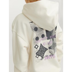 JACK & JONES Junior Noho Back Grafisk Hoodie - Antique White