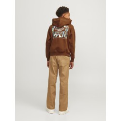 JACK & JONES Junior Noho Back Grafisk Hoodie - Brandy Brown