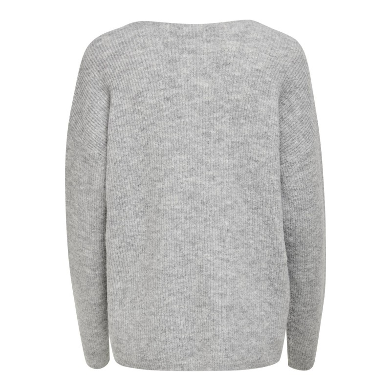 ONLY Camilla V-Neck Langærmet Pullover Knt - Light Grey Melange