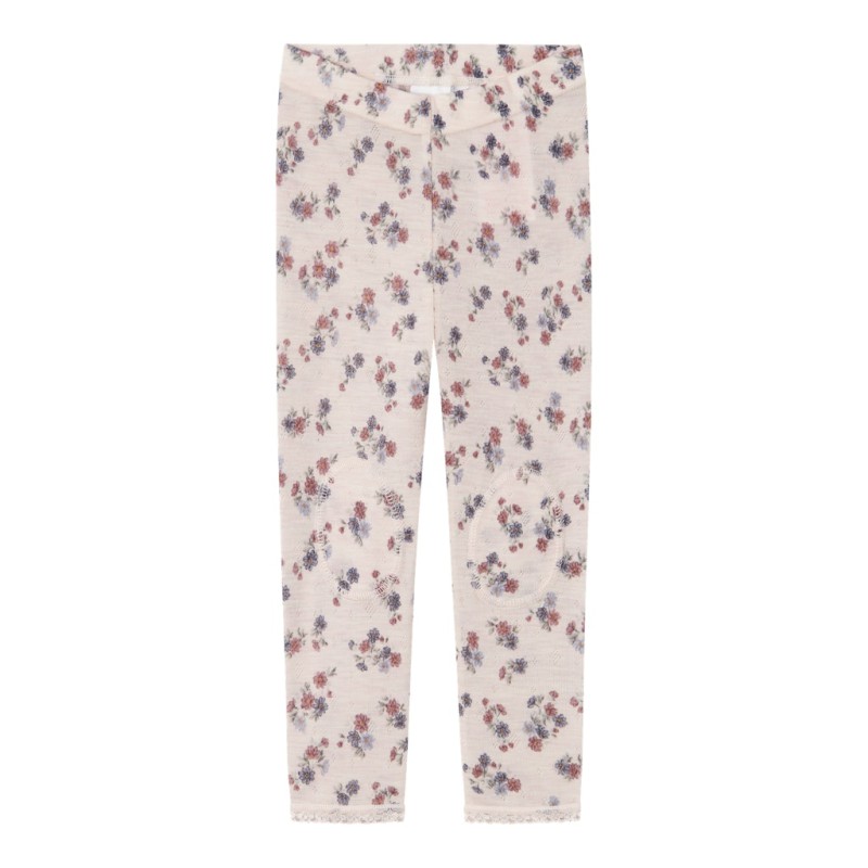 NAME IT Mini Wang uld leggings med hulmønster - Lilac Ash
