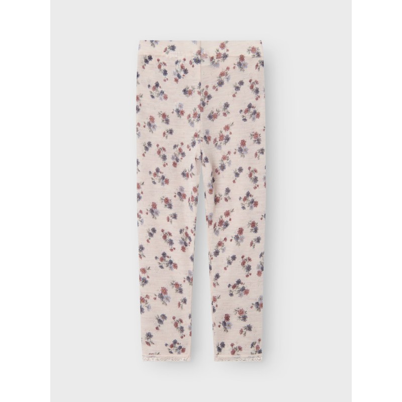 NAME IT Mini Wang uld leggings med hulmønster - Lilac Ash