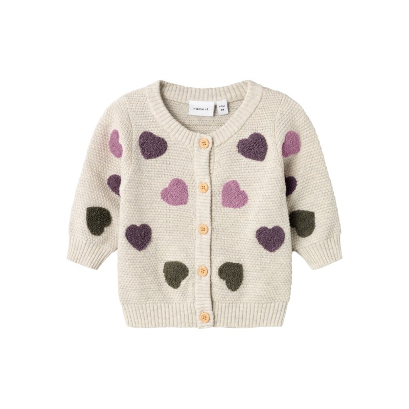 NAME IT Baby Neheart L/S Strik Cardigan - Peyote Melange