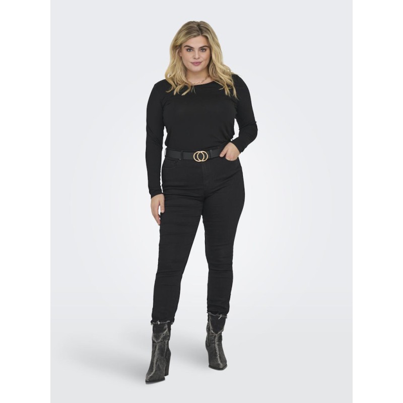 ONLY CARMAKOMA Lonny langærmet basis bluse - Black