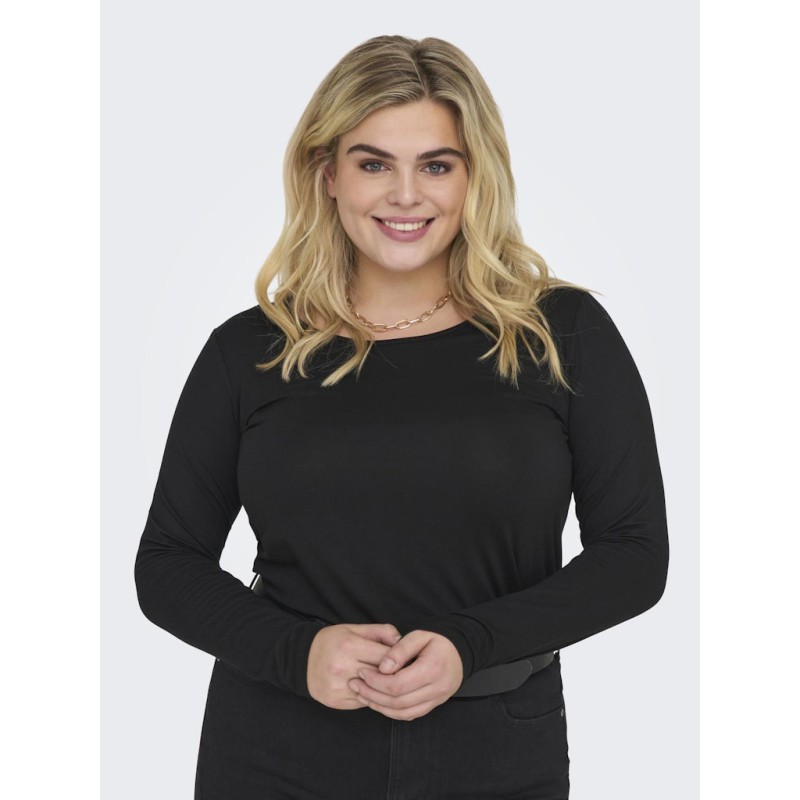 ONLY CARMAKOMA Lonny langærmet basis bluse - Black