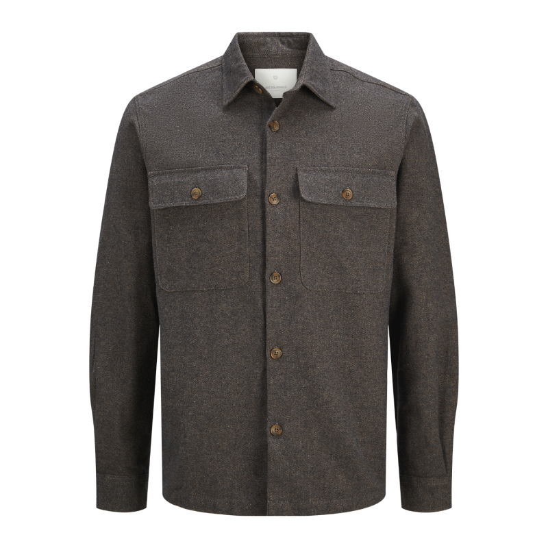 JACK & JONES Jprraymond Melange Solid Langærmet Overshirt Sn - Slate Sort