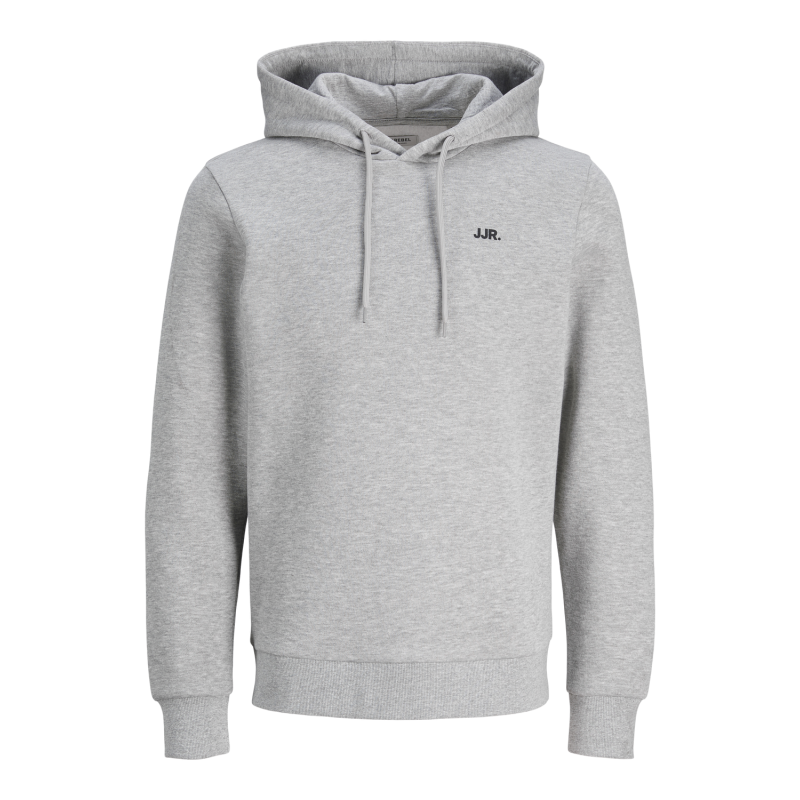 JACK & JONES Jrebrebel Logo Sweat Hood - Light Grey Melange