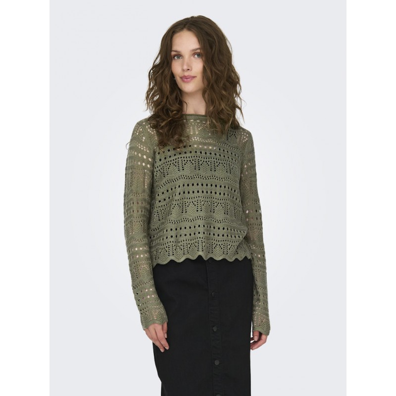 JDY Sun Lay L/S Boatneck Strik Pullover - Ivy Green