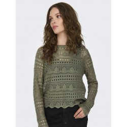 JDY Sun Lay L/S Boatneck Strik Pullover - Ivy Green