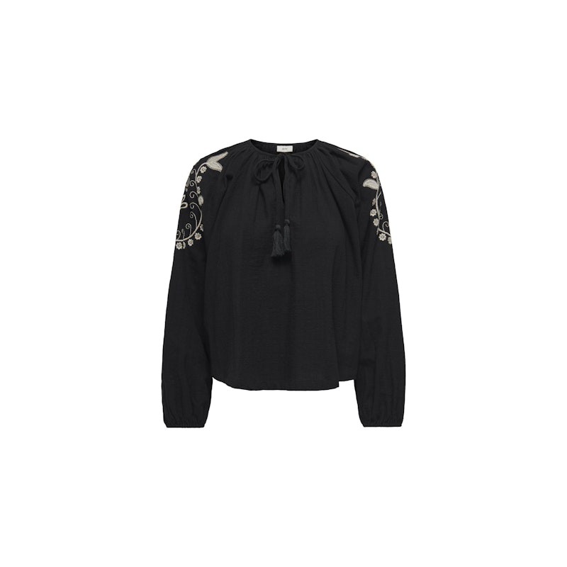 JDY Bianca L/S Broderi Top - Sort