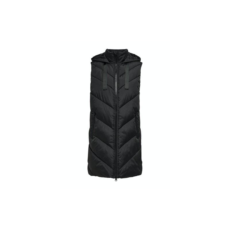 JDY Skylar Padded Hood Vest - Sort