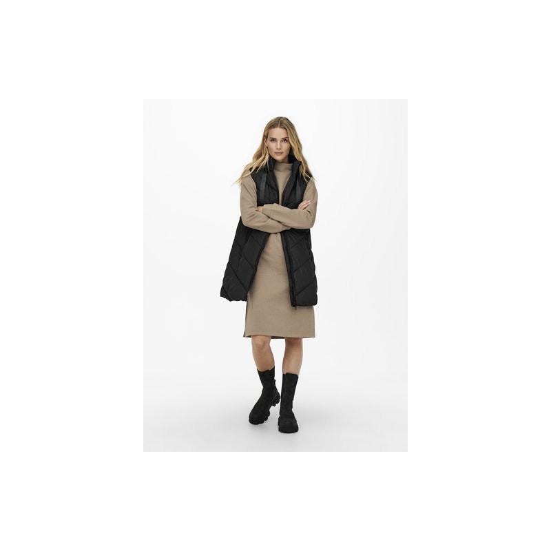 JDY Skylar Padded Hood Vest - Sort