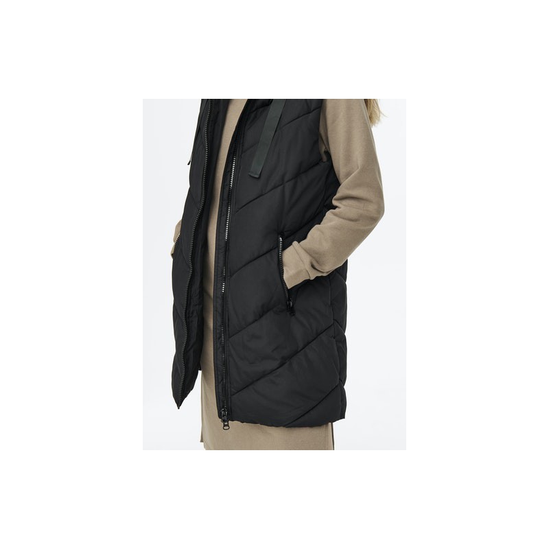 JDY Skylar Padded Hood Vest - Sort