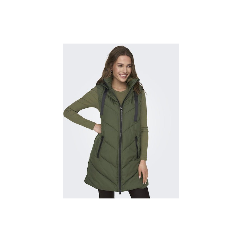 JDY Skylar Padded Hood Vest - Vetiver