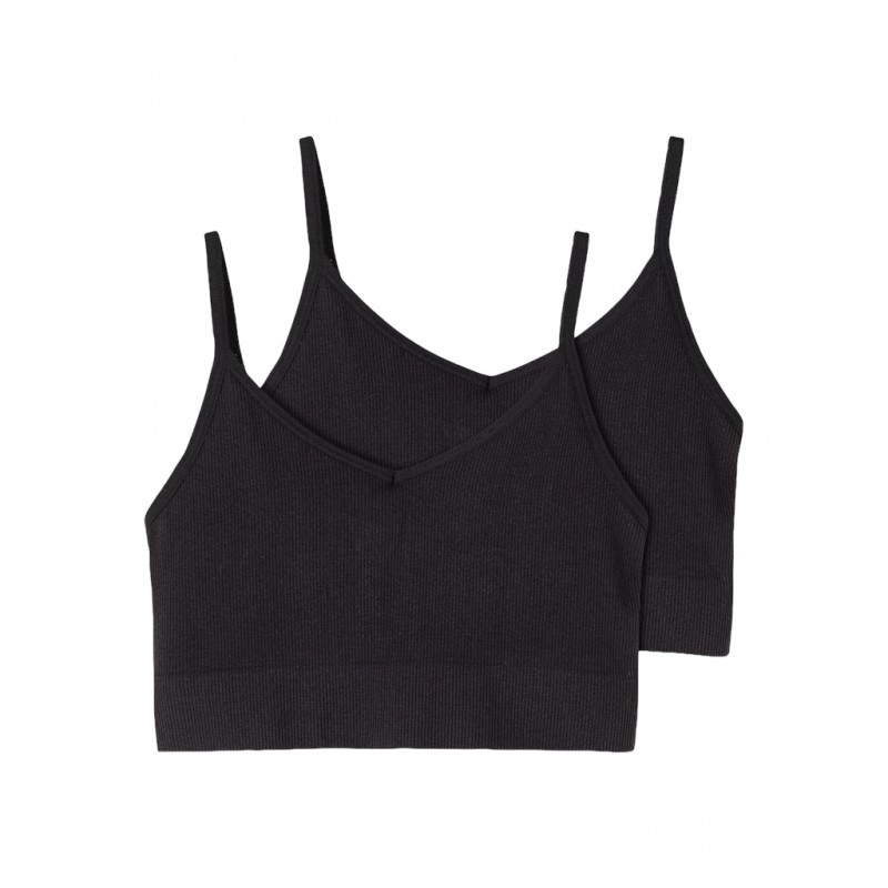 LMTD Kailey Rib Bralette 2-Pak - Sort