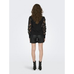 JDY Fairview L/S Bluse Med Blondeærmer - Sort