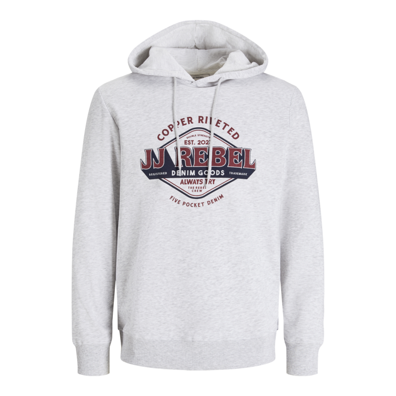 JACK & JONES Jrebcasper Sweat Hood - Hvid Melange