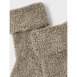 NAME IT BABY Ollo Terry fluffy strømper - Weathered Teak