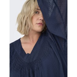 ONLY CARMAKOMA Anine 3/4 V-Hals Knæ Kjole - Naval Academy