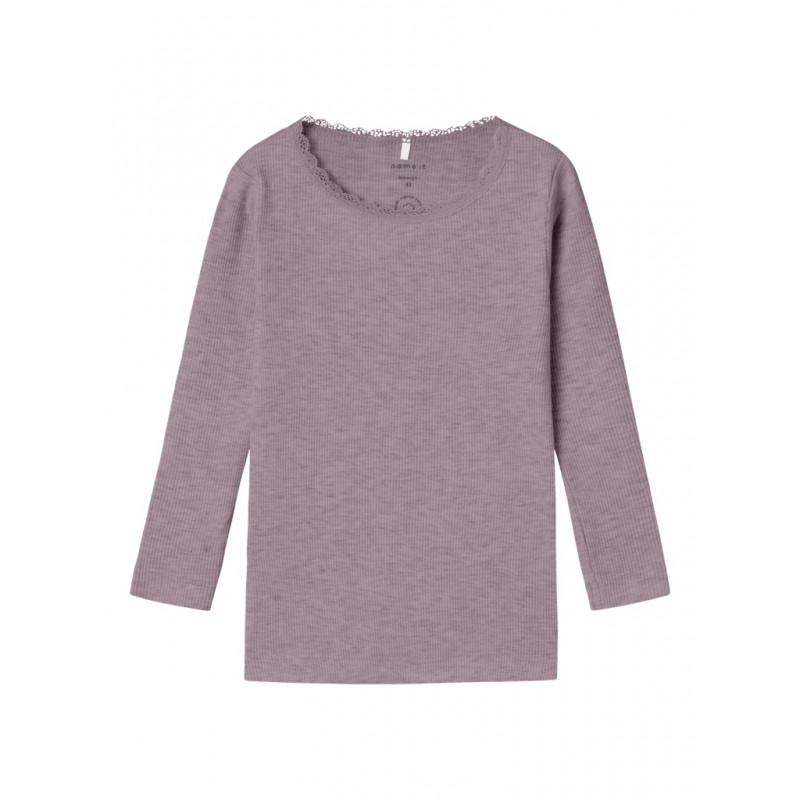 NAME IT Mini L/S Rib Bluse - Elderberry