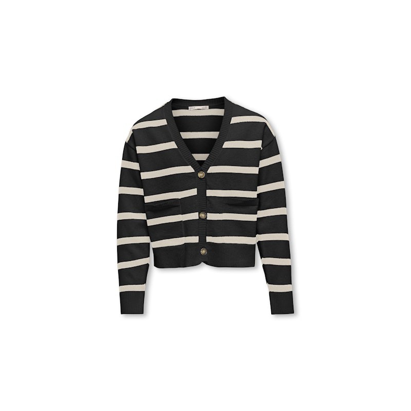 KIDS ONLY Ama Stribede V-Hals Strik Cardigan - Sort/Birch