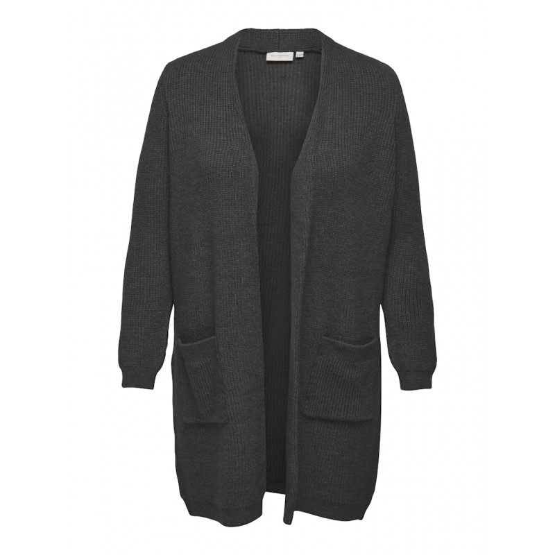 ONLY CARMAKOMA Jade Strik Cardigan - Dark Grey Melange