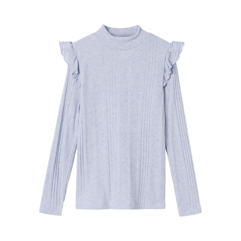 NAME IT Nkfsiggi Langærmet Slim Frill Top - Icelandic Blue