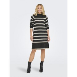 JDY Miley Stribet Strikkjole - Dark Grey Melange JDY Miley Stribet Strikkjole - Dark Grey Melange
