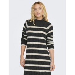 JDY Miley Stribet Strikkjole - Dark Grey Melange JDY Miley Stribet Strikkjole - Dark Grey Melange