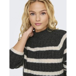 JDY Miley Stribet Strikkjole - Dark Grey Melange JDY Miley Stribet Strikkjole - Dark Grey Melange