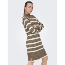 JDY Miley Stribet Strikkjole - Malt Ball JDY Miley Stribet Strikkjole - Malt Ball