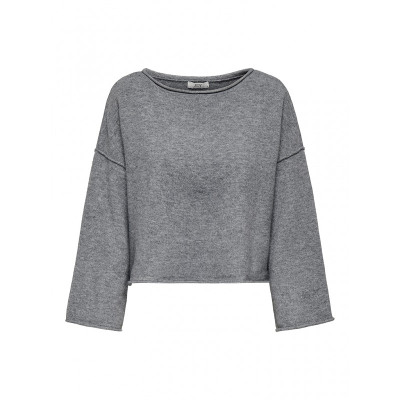 JDY Rue Life Strik Trøje - Medium Grey Melange