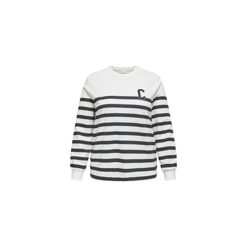 ONLY CARMAKOMA Maddy Sweatshirt - Cloud Dancer / Black Stripes