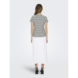 JDY Solar Top - Cloud Dancer / Black Stripes