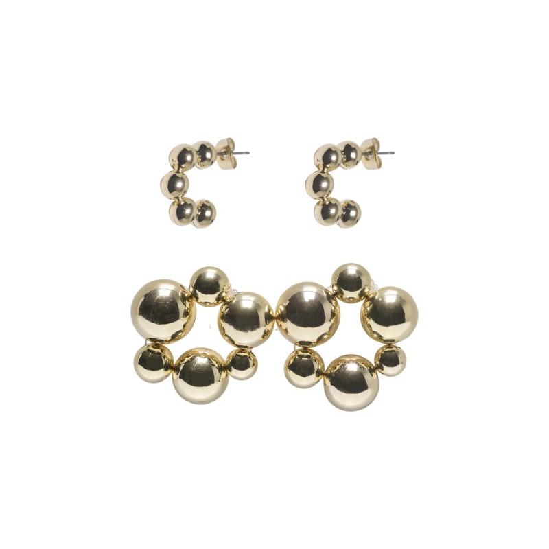 ONLY Jekortærmetabell 2-Pack Metal Earrings Acc - Gold Colour