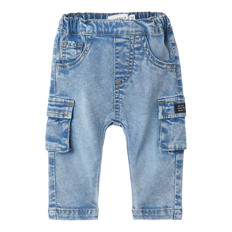 NAME IT Baby Ben Baggy Cargo Jeans - Medium Blue Denim