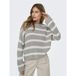 JDY Justy Stribede Strik Pullover - Formal Gray