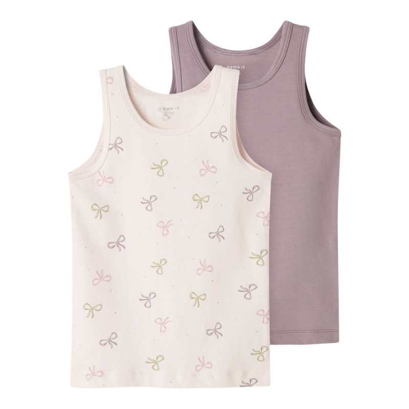 NAME IT Mini Tank Top 2-Pak Pink Sløjfer - Barely Pink