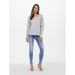ONLY Camilla Strik Pullover - Light Grey Melange