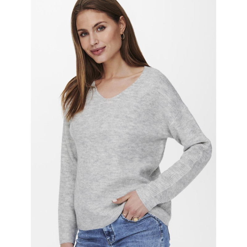ONLY Camilla Strik Pullover - Light Grey Melange