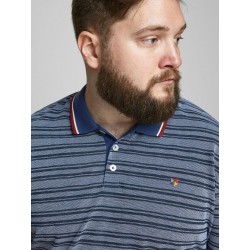 JACK & JONES Plus kortærmet polo - Striber - Medium Blue Denim