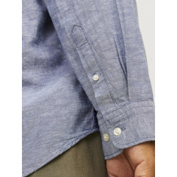 JACK & JONES Plus Size Elinen Langærmet Hør Skjorte - Faded Denim