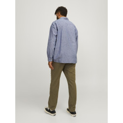 JACK & JONES Plus Size Elinen Langærmet Hør Skjorte - Faded Denim