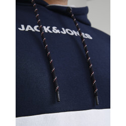 JACK & JONES Plus Reid Blocking Hoodie - Navy Blazer