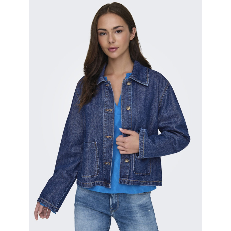 ONLY Lerine Pocket Denim Skjorte - Dark Blue Denim ONLY Lerine Pocket Denim Skjorte - Dark Blue Denim