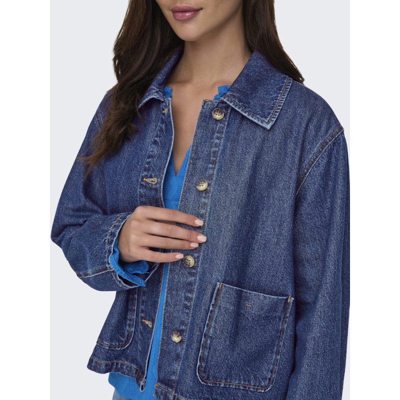 ONLY Lerine Pocket Denim Skjorte - Dark Blue Denim ONLY Lerine Pocket Denim Skjorte - Dark Blue Denim