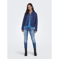 ONLY Lerine Pocket Denim Skjorte - Dark Blue Denim ONLY Lerine Pocket Denim Skjorte - Dark Blue Denim