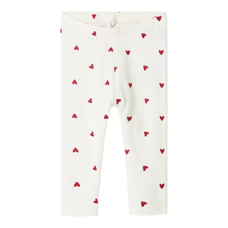 NAME IT BABY Heart Leggings - Cloud Dancer