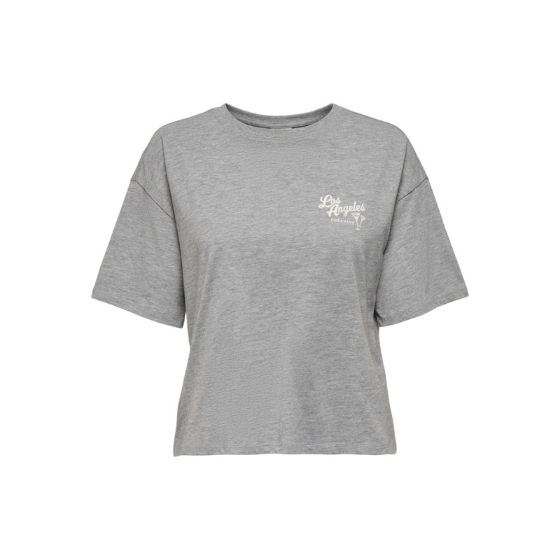 JDY Cally Print T-Shirt - Light Grey Melange